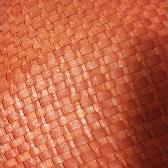 Elliott Lucca Genuine PIG Leather Orange Weaved Large Hobo Handbag - Picture 6 of 13